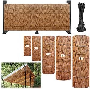 Wood Fence Topper Ideas, Bamboo Screening Fence, Outdoor Privacy Fence, Backyard Privacy Screen, Bamboo Screen, Privacy Fence Panels, Bamboo Screening, Fence Toppers, Natural Fence