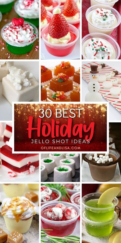 Nye Pudding Shots, Christmas Party Jello Shots Tree, Jell-o Shot Christmas Tree, Christmas Alcoholic Jello Shots, Mistletoe Jello Shots, Diy Jello Shots, Christmas Themed Shots Party Ideas, Jello Shot Recipes New Years Eve, Sparkle Jello Shots