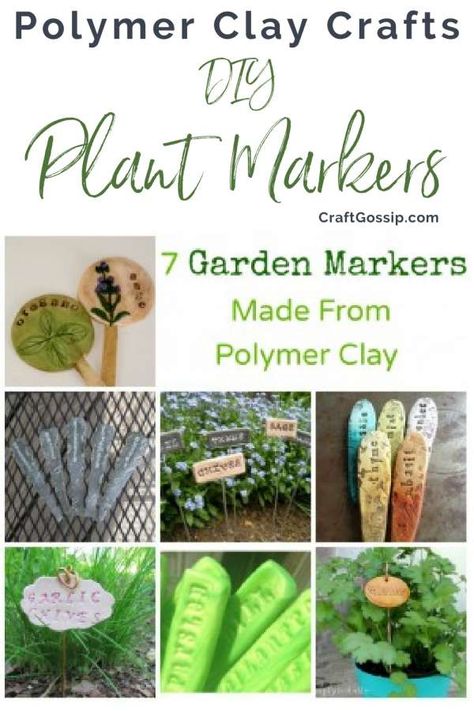 7 Garden Markers Made From Polymer Clay – Polymer Clay Clay Garden Markers, Plant Markers Diy, Garden Markers Diy, Clay Garden, Fimo Ideas, Clay Tips, Diy Fimo, Modelling Clay, Cactus Diy