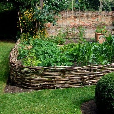 Fence Woven Branches for vegetable garden Wattle Fence, Plantarea Legumelor, Natural Fence, Diy Raised Garden, Raised Garden Beds Diy, Have Inspiration, Backyard Fences, Garden Stuff, Garden Fencing