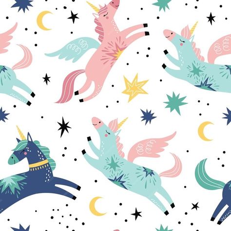 Premium Vector | Childish seamless pattern with unicorns creative nursery background perfect for kids design Nursery Background, Creative Nursery, Fabric Wrapping, Unicorn Pattern, Kids Trend, Pattern Illustration, Kids Prints, Vector Photo, Surface Pattern