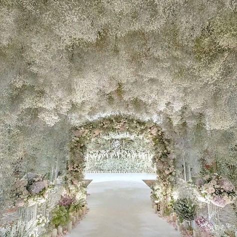 Floral ceiling décor. #Beautiful #Enchanting #Elegant Wisteria Wedding, Flower Wall Wedding, Wedding Entrance, Baby S Breath, Event Inspiration, Wedding Aisle, Wedding Mood Board, Wedding Wishes, Dreamy Wedding