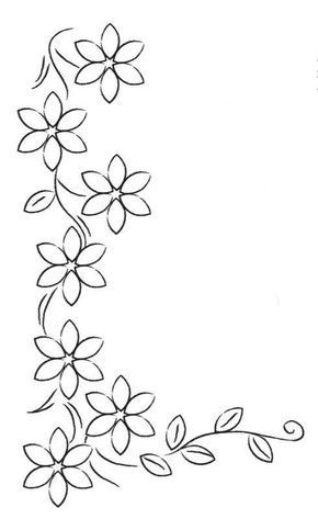 Carcase Iphone, French Embroidery, Flower Pattern Drawing, Hand Embroidery Patterns Free, Flower Drawing Design, Flower Art Drawing, Floral Border Design, Pola Sulam, Embroidery Flowers Pattern