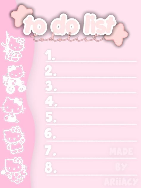 hello kitty to do list, made by me Hello Kitty Checklist, Hello Kitty Notion Template, Hello Kitty To Do List Template, To Do List Widget, Hello Kitty To Do List, Sanrio Timetable, Hello Kitty Widget Medium, Hello Kitty To Do List Printable, Hello Kitty Monthly Planner