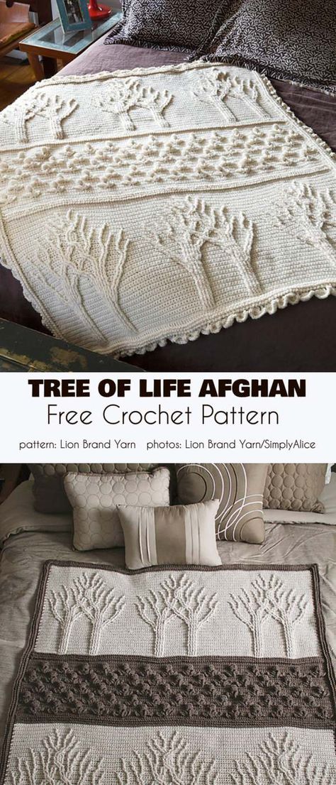 Tree of Life Free Crochet Pattern Tree Of Life Crochet, Crochet Beginners, Crochet Blanket Edging, Crochet Tree, Crochet For Beginners Blanket, Crochet Shawls, Patterns Ideas, Art Tree, Manta Crochet