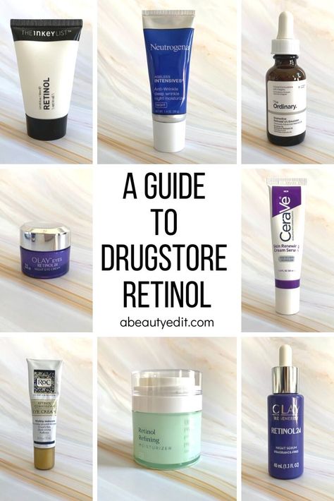 Retinol Guide, Drugstore Retinol, Natural Hair Treatments, Retinol Eye Cream, Skin And Hair Care, Drugstore Skincare, Natural Moisturizer, Hair Care Products, How To Treat Acne