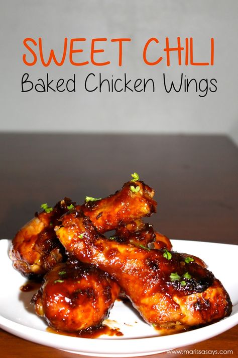 Sweet Chili Chicken Wings, Sweet Chili Wings, Chili Bake, Sweet Chilli Chicken, Chicken Wing Recipes Baked, Sweet Chili Chicken, Chilli Chicken, Baked Chicken Wings, Sweet Chilli