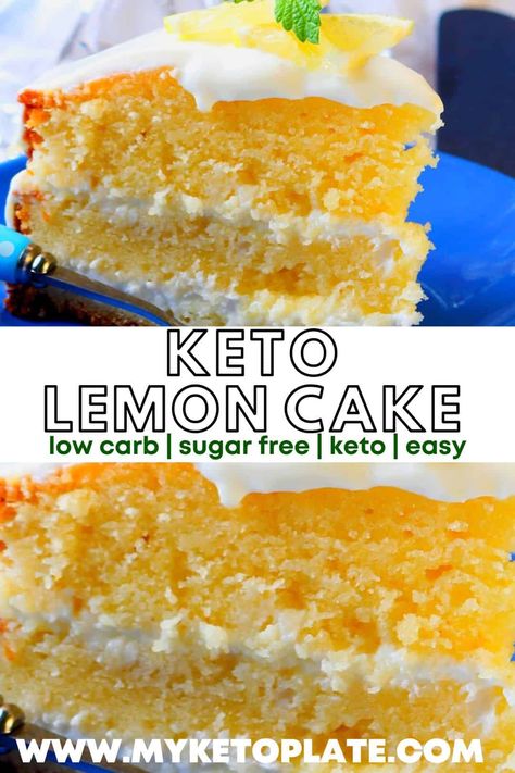 Fluffy Cake Recipe, Keto Lemon Cake, Sugar Free Lemon Cake, Coconut Flour Cakes, Almond Flour Cakes, Lemon Cream Cheese Frosting, Keto Chocolate Cake, Fluffy Cake, Lemon Cream Cheese