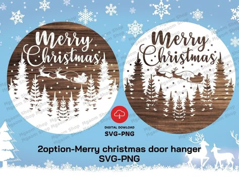 Door Hanger Svg, Door Signs Diy, Wooden Door Signs, Merry Christmas Sign, Christmas Signs Wood, Christmas Door Hanger, Wood Christmas Ornaments, Cricut Fonts, Digital Drawings