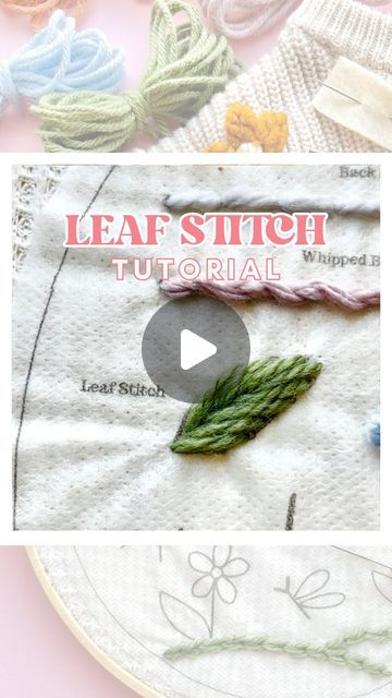 Sam | DIY Embroidery Kits, Crafts, & Tutorials on Instagram: "🪡 Leaf Stitch Tutorial - The Sweater Stitch Sampler drops tomorrow!!🥰  I use leaf stitch alllll the time, and include leaves in most of my patterns, so this is definitely one to familiarize yourself with!  This is a preview - the kit will come with more in-depth video tutorials!  Comment below and tell me if you are interested in the full kit or digital pattern!  #embroidery #handembroidery #learnembroidery #babysweater #namesweater #embroideredclothing #diyembroidery #embroiderystitches #embroiderykit #beginnerembroidery #crafting #diycrafts #diycraft" How To Embroider A Leaf, Leaf Stitch, Embroidery Leaves Tutorials, Embroidered Leaves Tutorial, How To Make Leave Embroidery, Embroidery Stems And Leaves, Leaf Embroidery Tutorial, How To Embroider Small Leaves, Simple Leaf Embroidery Tutorial