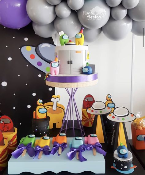 Ideas Para Cumpleaños, Baby Cake Design, Ben 10 Birthday, Gaming Birthday, Party Design Ideas, Space Party Decorations, 10 Birthday, Space Theme Party, 9th Birthday Parties