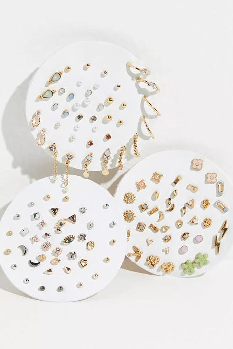 For the Jewelry Wearer: Teeny Tiny Mega Stud Earring Set Free People Earring Set, Hypoallergenic Stud Earrings, Stud Earring Set, Gen Z Gifts, Cute Earring Combinations, Ear Piercings Studs, Dainty Earrings Studs, Free People Earrings, School Wishlist