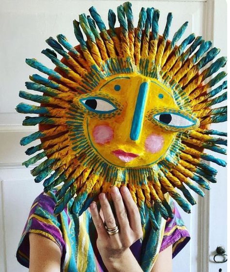 Paper Mache Mask, Mache Art, Stones Art, Paper Mache Art, Art & Craft Paint, Flowers Painted, Tanah Liat, Cardboard Art, Craft Paint