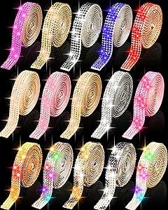 15 Roll Self Adhesive Crystal Rhinestone Ribbon Strips Decorative Bling Diamond Glitter Shiny Mixed Color Stickers Tape Roll for DIY Crafts Wedding Party Decorations, 15 Yard (0.35 Inch) Diy Crafts Wedding, Color Stickers, Rhinestone Ribbon, Diamond Ribbon, Diamond Glitter, Craft Wedding, Adhesive Glue, Wedding Party Decorations, Coloring Stickers