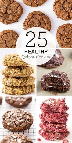 How to make quinoa cookies - and 25 recipes to inspire your healthy, gluten-free baking. Add protein, fiber & nutrients to your baking with quinoa!So it's that time of year again - cookies, cookies and more COOKIES!Personally, I'm a cookie-any-time-of-year kind of gal, but... Breakfast Cookies Banana, Quinoa Cookies Recipes, Quinoa Dessert Recipes, Quinoa Desserts, Cookies Banana, Quinoa Cookies, Quinoa Recipes Easy, Healthy Quinoa, Banana Peanut Butter