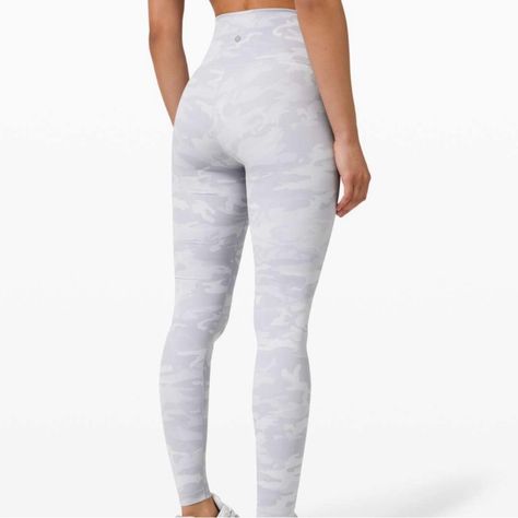 Lululemon Light Grey Camo Leggings- Never Worn!! Size 4! Don’t Need Because I Am Size Bigger Than This Lululemon Camo Leggings Outfit, Camo Lululemon Leggings, Camo Leggings Outfit, White Camo Leggings, Grey Camo Leggings, Lululemon Outfits, Lululemon Pants, Grey Camo, White Camo