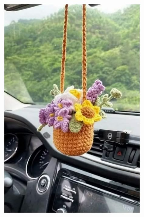 Bouquet Crochet, Beau Crochet, Crochet Car, Crochet Bouquet, Pola Amigurumi, Crochet Plant, Crochet Braid, Fashion Crochet, Car Hanging