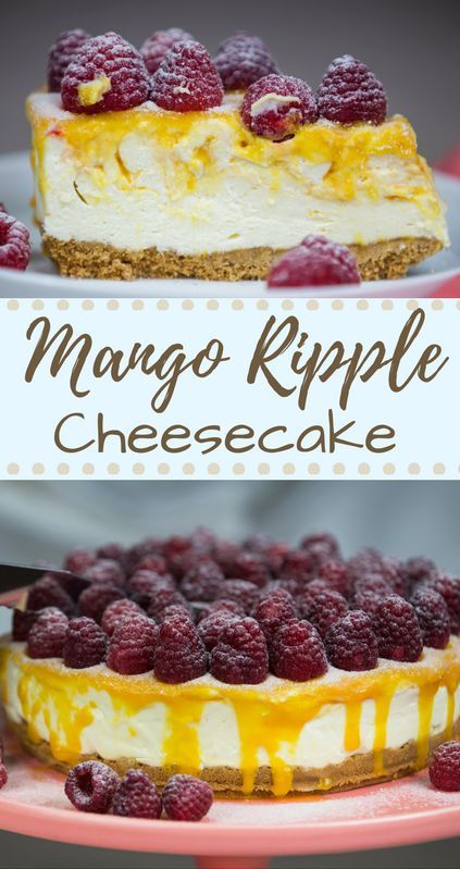 Recipes For Desserts Easy, Easy Recipes For Kids, Dessert Halloween, Mango Cheesecake, Recipes For Desserts, Recipes For Lunch, Cheesecake Cake, Fresh Raspberries, Raspberry Cheesecake