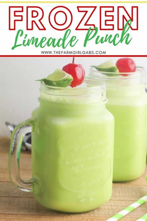 Limeade Punch, Blender Drinks, Limeade Recipe, Frozen Limeade, Slushie Recipe, Frozen Drink, Drink Recipes Nonalcoholic, Smoothie Drink Recipes, Refreshing Drinks Recipes