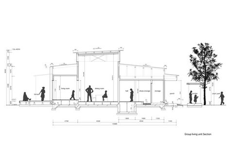 Gallery of Children's Nursing Home "Tsukuba-Aiji-en" / K+S Architects - 23 Nursing Home Architecture, Concept Diagrams, Child Nursing, Home Architecture, Architectural Section, Nursing Home, Architecture Drawing, Architecture Photography, Architecture House