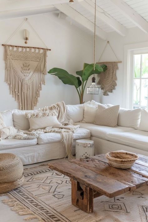 Neutral Boho Living Room, Boho Living Room Inspiration, Boho Living Room Ideas, Boho Ideas, Boho Apartments, Home Transformation, Boho Chic Living Room, Bohemian Room, Classy Decor