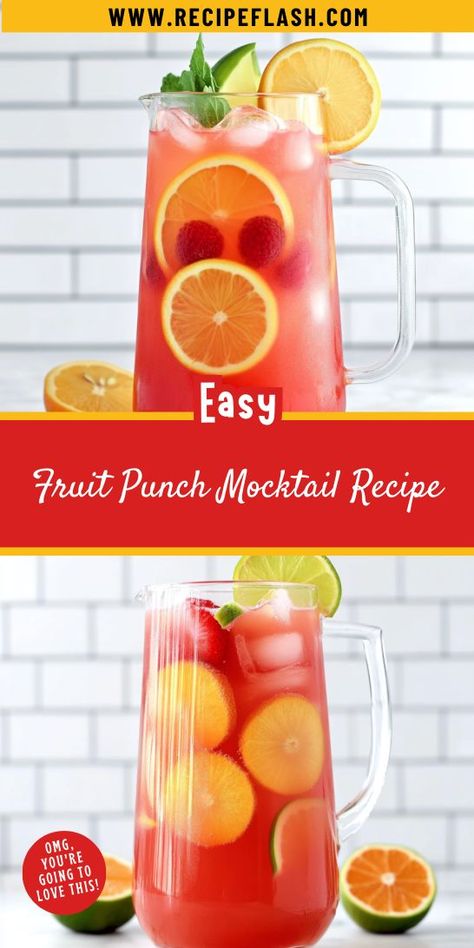 Want to serve a delightful beverage that pleases both kids and adults? This Fruit Punch Mocktail Recipe is a fun, fruity alternative to traditional cocktails. With its colorful appeal, you'll want to save this recipe to impress your guests at your next non-alcoholic drinks gathering! Punch Mocktail, Fizzy Fruit, Punch Recipes For Kids, Best Punch Recipe, Fruit Punch Recipe, Thanksgiving Punch, Holiday Punch Recipe, Non Alcoholic Punch, Easy Punch