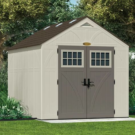 Suncast Outdoor Vanilla 8 ft. W x 10 ft. D Plastic Storage Shed & Reviews | Wayfair Suncast Storage Shed, Plastic Storage Sheds, Resin Sheds, Wooden Storage Sheds, Storage Shed Kits, Diy Storage Shed, Wood Storage Sheds, Storage Building, Resin Storage