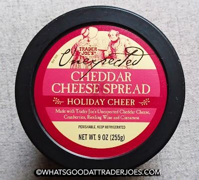 What's Good at Trader Joe's?: Trader Joe's Holiday Cheer Unexpected Cheddar Cheese Spread Cheddar Cheese Spread, Trader Joes Appetizers, Cold Cut Sandwich, Chedder Cheese, Cheese Packaging, Water Crackers, Veggie Chili, Sweet White Wine, Sweet Meat