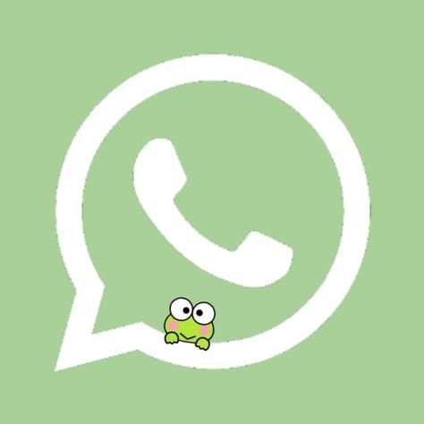 Pastel Whatsapp Icon, Keroppi Widget Icons, Keroppi Themed Phone, Keroppi App Icon, Whatsapp Icon, Green Icons, Green Pastel, Phone Ideas, Phone Theme