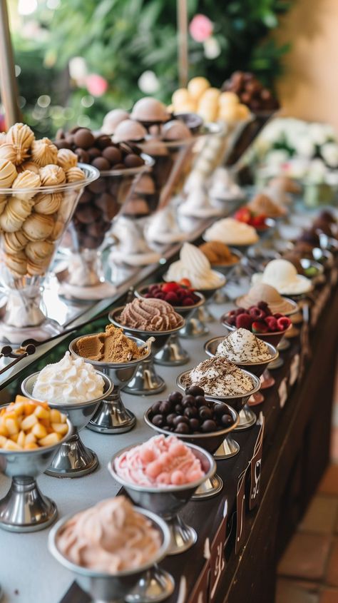 Italian-Themed Bridal Shower Ideas - Remodr Gelato Wedding Bar, Wedding Gelato Bar, Serving Fruit Ideas Parties, Italian Wedding Catering, Diy Gelato, Italian Food Wedding, Italian Wedding Foods, Gelato Aesthetic, Italian Catering