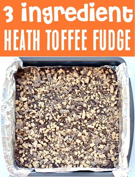 Fudge Recipes with Condensed Milk: Heath Toffee Bits Fudge Recipe! This crunchy chocolatey toffee treat is what dessert dreams are made of! Plus, with just 3 ingredients, it's one of the EASIEST desserts you'll ever make! Go grab the recipe & give it a try! Fudge Recipes With Condensed Milk, Heath Bar Recipes, Toffee Fudge Recipe, Toffee Bits Recipe, Recipes With Condensed Milk, Toffee Fudge, Heath Toffee, Toffee Dessert, Easiest Desserts