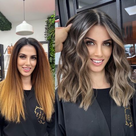 Blonde Front Highlights, Long Auburn Hair, Highlights Summer, Brunettes Highlights, Short Dark Hair, Brunette Hair With Highlights, Face Shape Hairstyles, Black Hair With Highlights, Sandy Blonde