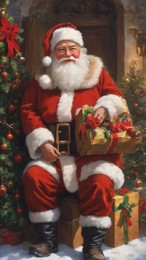 Santa Claus Photography, Santa Claus Pictures, Santa Claus Images, Merry Christmas Pictures, Santa Art, Christmas Artwork, Cosy Christmas, Love Christmas, Christmas Scenes