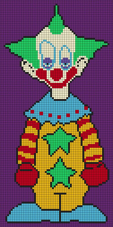 16 Bit Art, Space Clown, Pixel Art Styles, Killer Klowns From Outer Space, Clown Movie, Easy Perler Bead Patterns, Graph Crochet, Easy Pixel Art, Pixel Art Templates