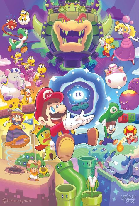 WONDERFUL ✨ Mario Comics, Retro Games Wallpaper, Mario E Luigi, Mario Fan Art, Nintendo Super Smash Bros, Super Mario And Luigi, Nintendo Fan Art, Mario Games, Mario Nintendo