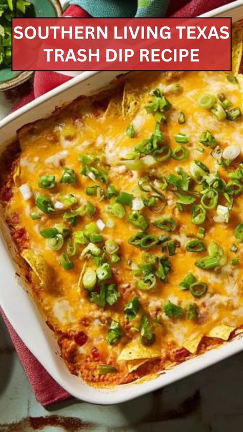 Southern living texas trash dip recipe Chicken Texas Trash Dip, Texas Trash Dip Southern Living, Texas Trash Chicken Recipe, Texas Trash Chicken, Texas Appetizers, Texas Trash Dip Recipe, Texas Trash Recipe, Trash Dip Recipe, Spicy Cheese Dip