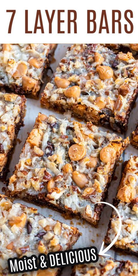 Double Delicious Cookie Bars, 7 Layer Cookies Recipe, 7 Layer Bar, 7 Layer Dessert Bars, 7 Layer Bars Recipe, Seven Layer Cookie Bars, 7 Layer Cookie Bars, 7 Layer Magic Bars, Layer Cookie Bars