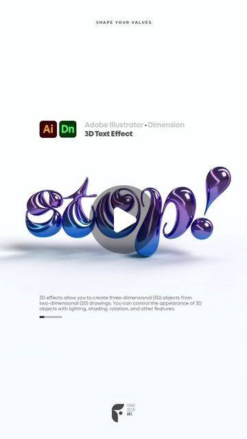 Ferhat Sözeri Art on Instagram: "3D Text Effect | Adobe Illustrator - Dimension Tutorial   ▪️Tutorials by @ferhatsozeriart   #photoshoptutorials  #photoshopeğitim  #illustratortutorial #grafiktasarım #3d #effects #adobedimension" Adobe Dimension Tutorial, Illustrator Effects, Adobe Dimension, 3d Type, Hand Lettering Art, 3d Text Effect, Lettering Art, 3d Text, Illustrator Tutorials