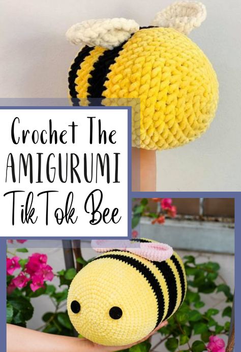 How to Crochet the Amigurumi TikTok Bee Bee Crochet Pattern, Amigurumi Bee, Bee Crochet, Extra Yarn, How To Tie Dye, Crochet Needles, Double Crochet Stitch, Single Crochet Stitch, Chunky Yarn