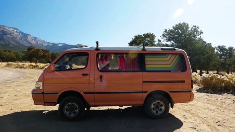 Madelyn and Caleb's Japanese Van Conversion Japanese Van Conversion, Japanese Camper Van Interior, Desk Bed Conversion Van, Marneus Calgar Conversion, Delica Van Conversion, Toyota Van, Van Dwelling, Van Life Diy, Camper Van Conversion