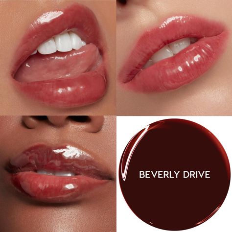 Drive through 90210 with this rich blackberry Lip Oil For Brown Skin, Elf Ride Or Die Lip Balm, Cherry Cola Lips, Glossier Perfume, Red Lipgloss, Berry Makeup, Peppermint Cookie, Plump Lips, Makeup Spray