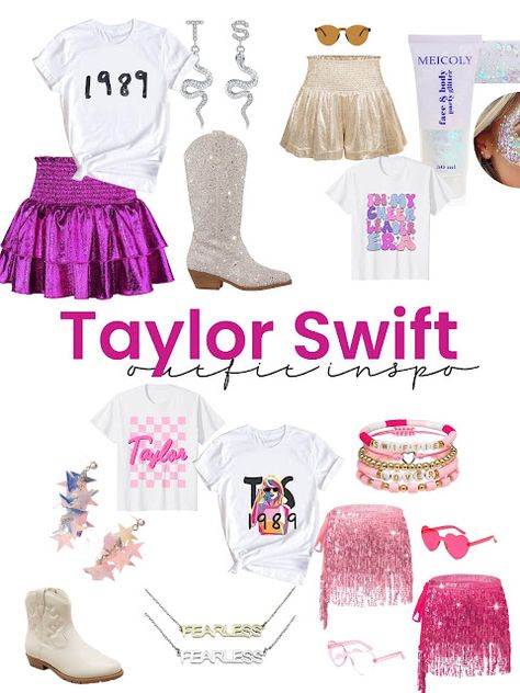 Taylor Swift outfit ideas Swiftie Concert Outfit Ideas, Taylor Swift Birthday Party Outfit Ideas, Taylor Swift Costume Ideas For Kids, Girls Taylor Swift Concert Outfit Kids, Taylor Swift Birthday Outfit, Kids Taylor Swift Concert Outfit, Kids Taylor Swift Outfit, Taylor Swift Outfits For Kids, Kids Eras Tour Outfits