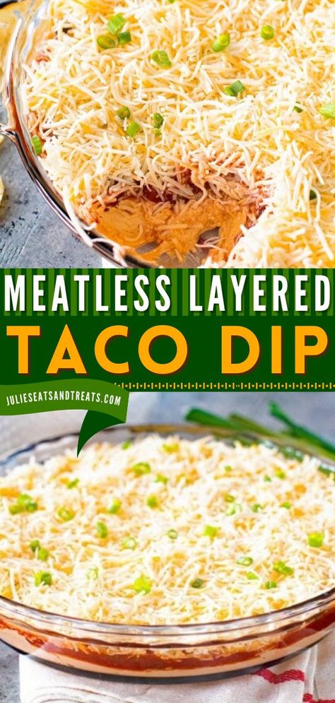 LAYERED TACO DIP, Gameday appetizer recipes, football appetizers 3 Layer Taco Dip, Cold Taco Dip Recipe, Quick Taco Dip, 3 Layer Dip, Meatless Dips, Taco Dip With Salsa, Meatless Taco Dip, Cold Taco Dip, Taco Dip Easy