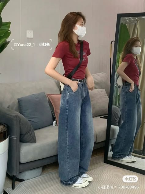 Baggy Jeans Outfit Korean, Summer Fashion2023, Casual College Outfits, Concept Clothing, Korean Casual Outfits, Korean Casual, 가을 패션, School Fits, Kpop Fashion Outfits