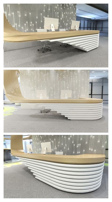 #receptiondesk #frontdesk #informationdesk #receptioncounter #furniture #officefurniture Information Counter Design, Exhibition Counter Design, Wooden Reception Counter, Reception Counter Office, Receptionist Table, Office Reception Counters, Office Reception Table Design, Front Desk Hotel, Reception Counter Design