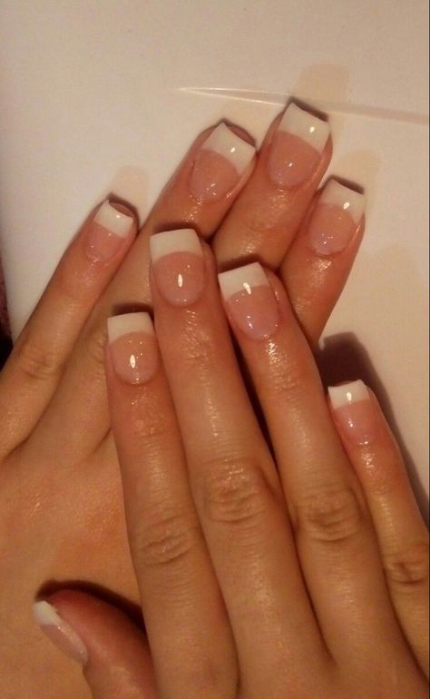 2000s French Tip Nails, 90s French Tip Nails, Y2k French Tip Nails, Square French Tips, Write Your Name, French Tip Acrylic Nails, Short Square Acrylic Nails, Pretty Gel Nails, Really Cute Nails