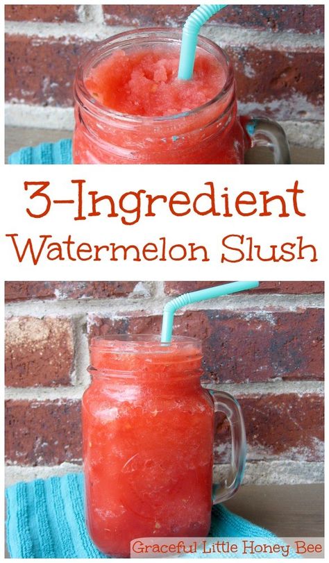 Watermelon Slushie Recipe, Watermelon Drinks, Watermelon Slush, Watermelon Slushie, Slushie Recipe, Resep Smoothie, Frozen Watermelon, Power Smoothie, Summertime Drinks