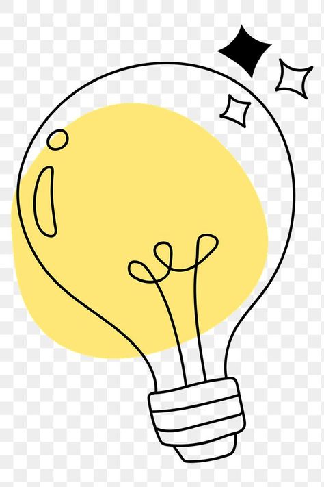 Title Png Aesthetic, Idea Bulb Illustration, Cute Illustrations Doodles, Light Bulb Doodle, Light Bulb Ideas, Bulb Doodle, Bulb Png, Bulb Illustration, Light Bulb Illustration