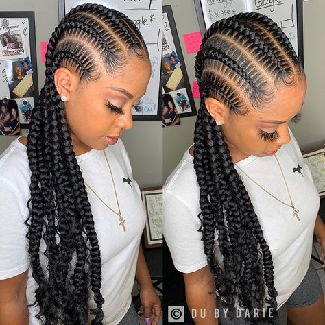 Du'By Darie 💁🏽 on Instagram: “6 braids ❤️ #bohemianlocs #bohemianbraids #lemonadebraids #knoxvillebraids #chattanoogabraids #atlantabraids #nashvillehairstyles…” Birth Hairstyles, Blackish Hairstyles, Long Hair Braided Hairstyles, Cornrow Hairstyle, Feed In Braids Hairstyles, Braided Styles, Braided Bun Hairstyles, Feed In Braid, Magic Hair