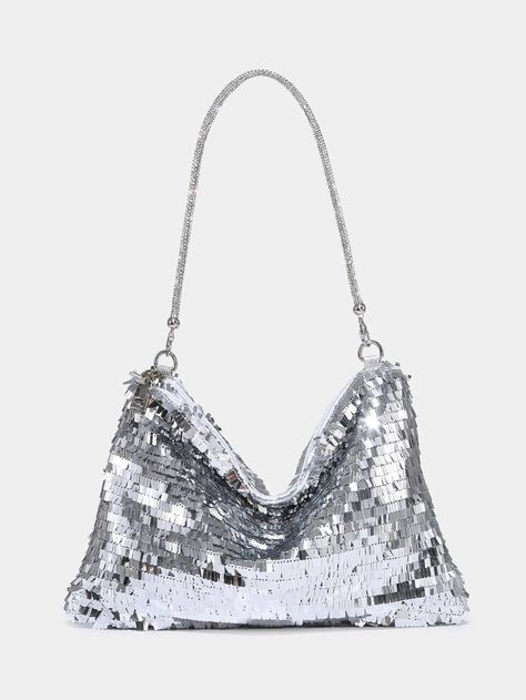 Metallic Rhinestone Decor Square Bag | SHEIN EUR Sparkly Handbag, The Weeknd Concert, Weeknd Concert, Sparkly Bag, Sequin Handbag, Glitter Bag, Sequin Bag, Silver Bags, Sequin Decor